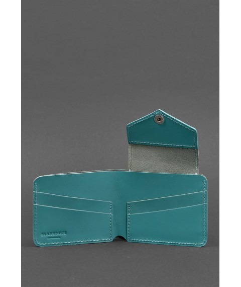 Leather wallet 4.2 with button, turquoise