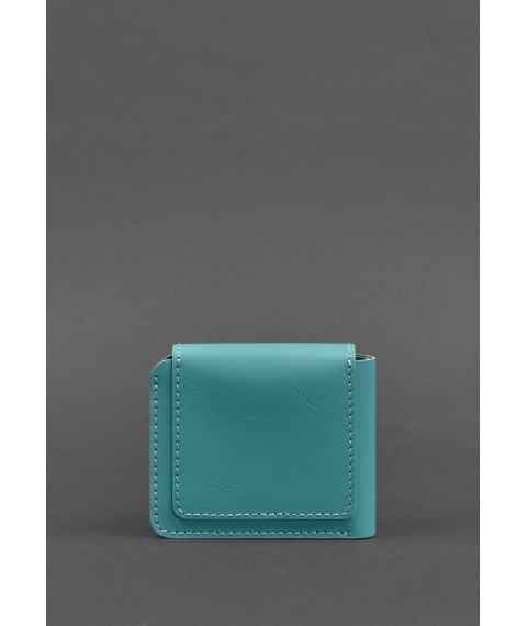 Leather wallet 4.2 with button, turquoise