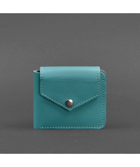 Leather wallet 4.2 with button, turquoise