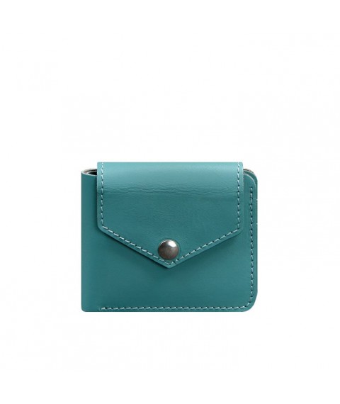 Leather wallet 4.2 with button, turquoise