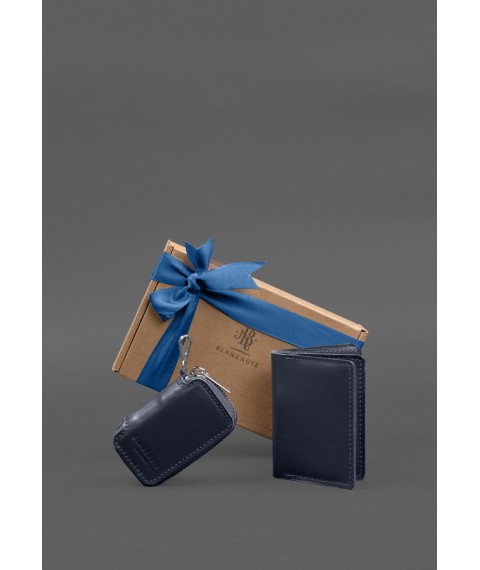 Set of leather accessories AUTO 2.0 Dark blue