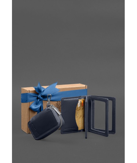 Set of leather accessories AUTO 2.0 Dark blue