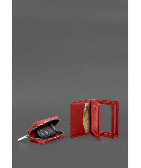 Set of leather accessories AUTO 2.0 Red