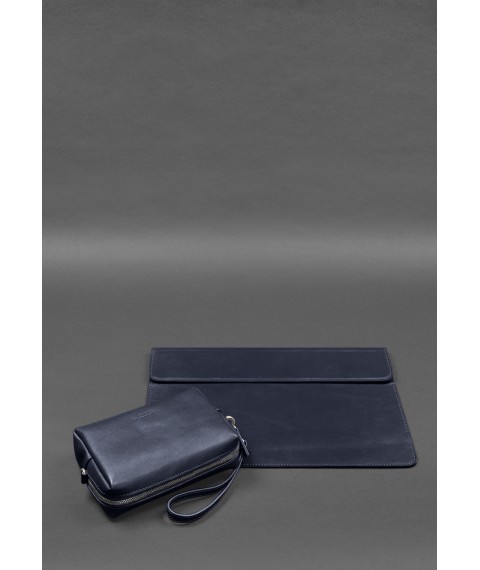 Leather set Mobile Universal dark blue