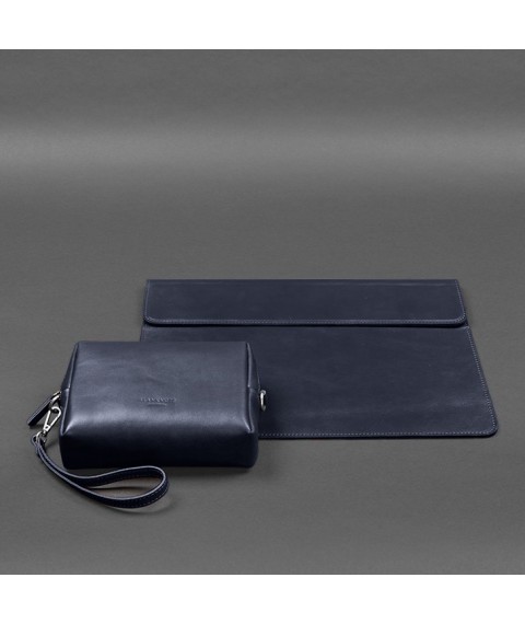 Leather set Mobile Universal dark blue