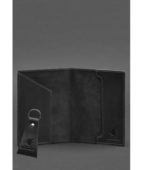 Gift set of leather accessories with Ukrainian symbols black