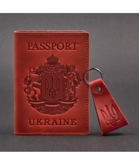 Подарунковий набір шкіряних аксесуарів з українською символікою корал