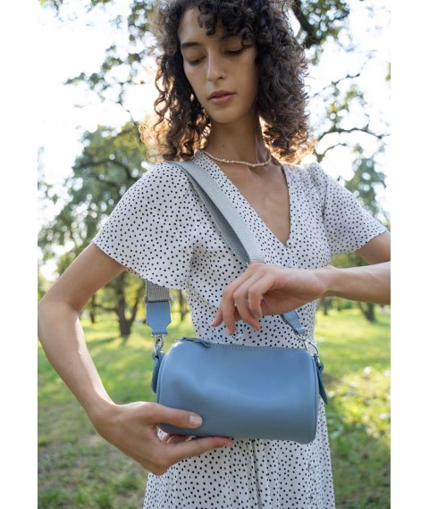 Leather crossbody belt bag Cylinder blue