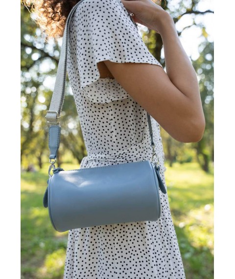 Leather crossbody belt bag Cylinder blue