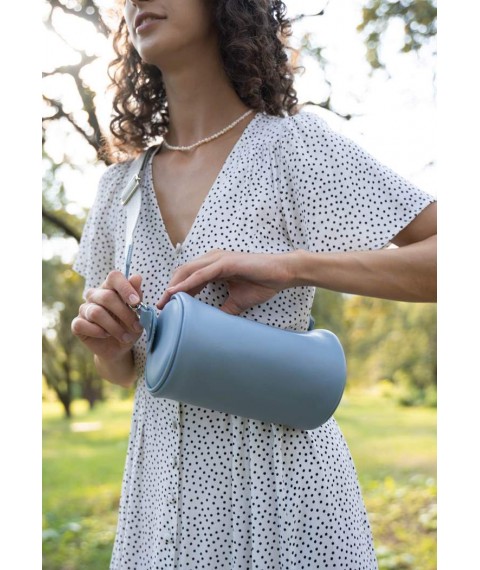 Leather crossbody belt bag Cylinder blue