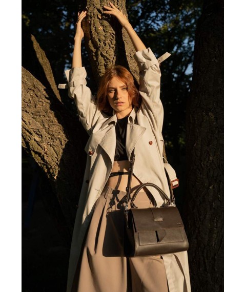 Women's leather bag Ester dark brown crust