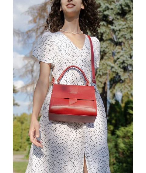 Women's leather bag Ester red