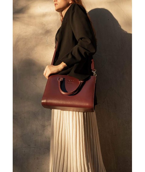 Women's leather bag Fancy burgundy crust