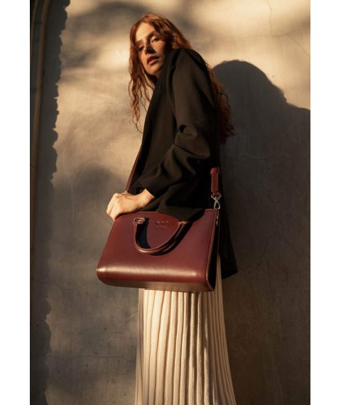 Women's leather bag Fancy burgundy crust