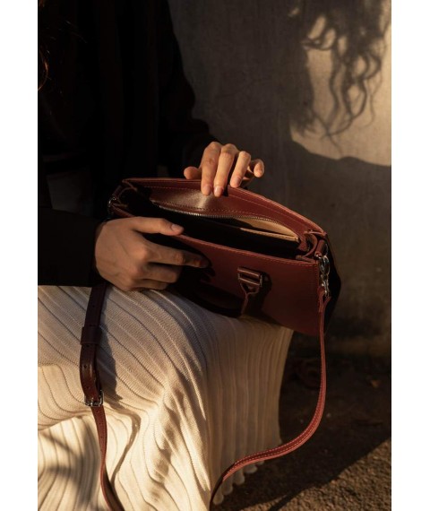 Women's leather bag Fancy burgundy crust