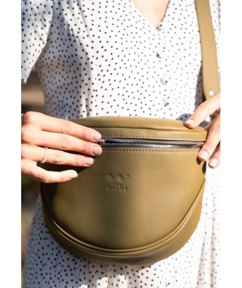 Leather crossbody belt bag Vacation olive