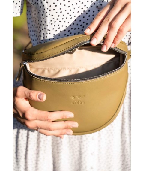 Leather crossbody belt bag Vacation olive