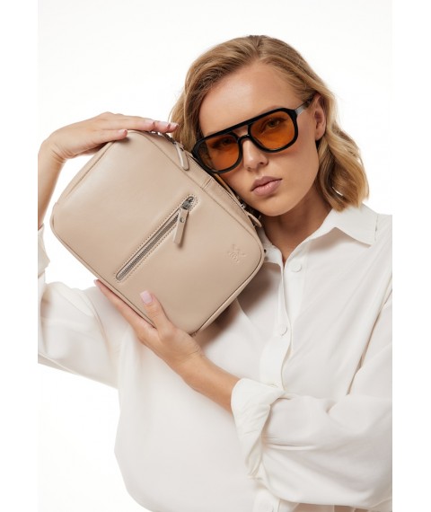Women's leather bag Avenue light beige crust