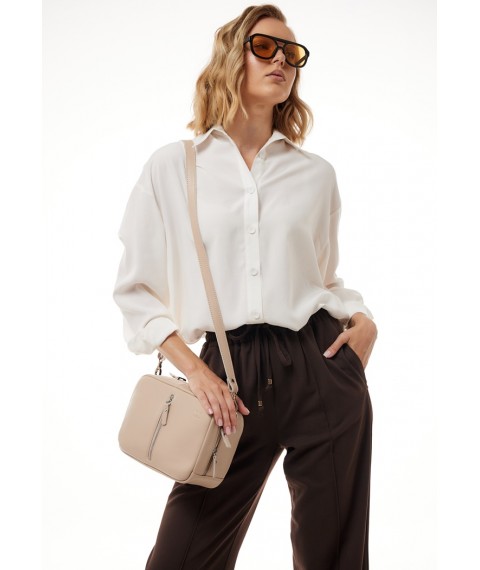 Women's leather bag Avenue light beige crust