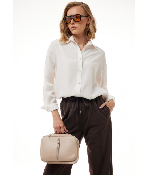 Women's leather bag Avenue light beige crust