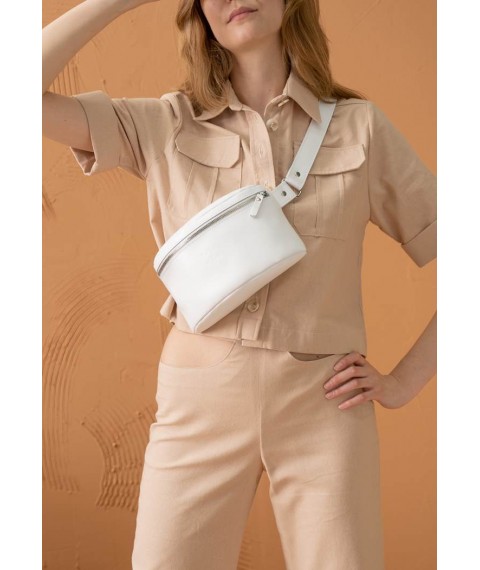 Leather belt bag white