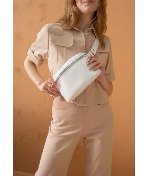 Leather belt bag white