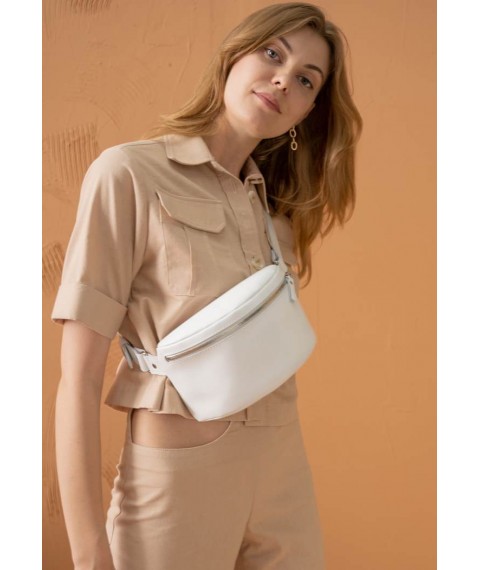 Leather belt bag white