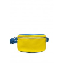 Кожаная поясная сумка в патриотических цветах, сине-желтая