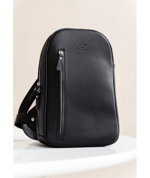 Men's leather Chest bag black