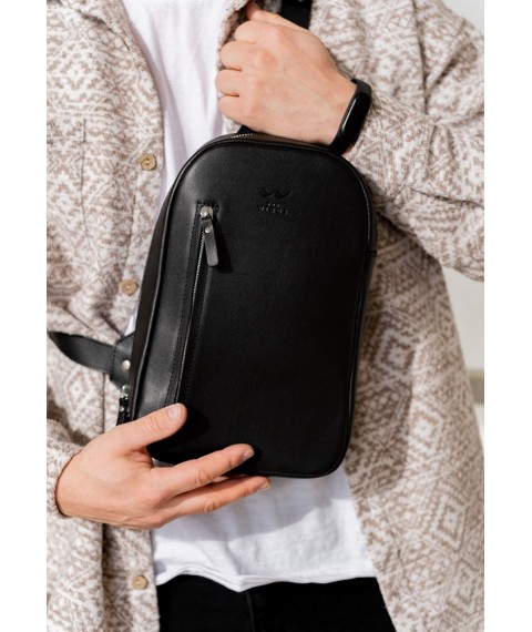 Men's leather Chest bag black