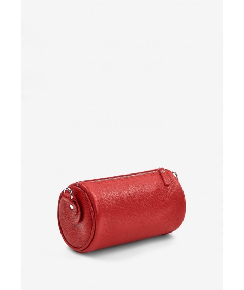 Leather crossbody belt bag Cylinder red flotar