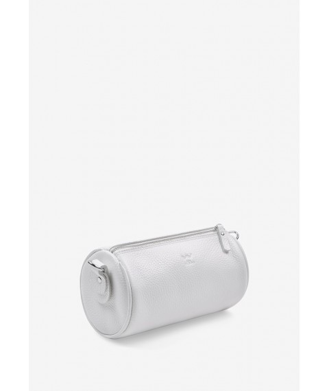 Leather crossbody belt bag Cylinder white flotar