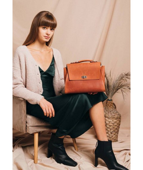 Women's leather bag Classic light brown vintage