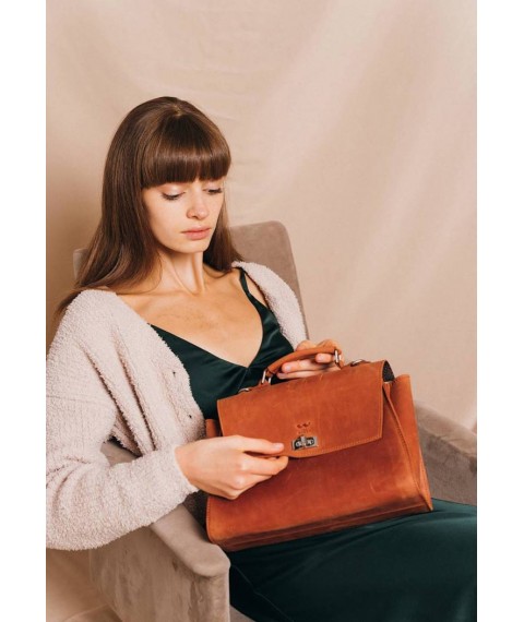 Women's leather bag Classic light brown vintage