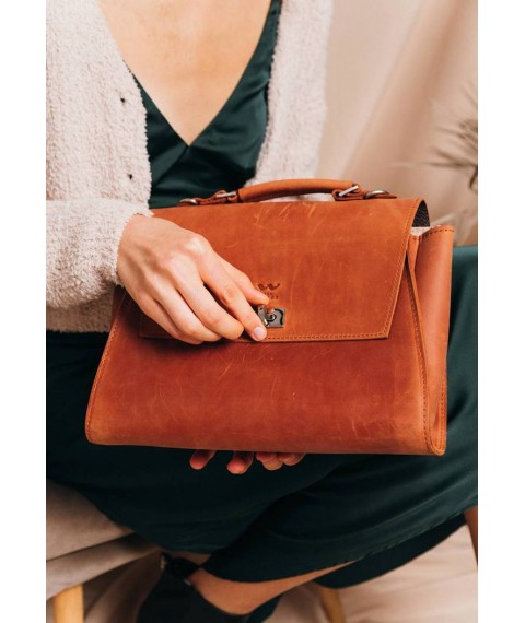 Women's leather bag Classic light brown vintage