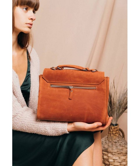 Women's leather bag Classic light brown vintage