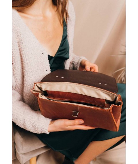 Women's leather bag Classic light brown vintage