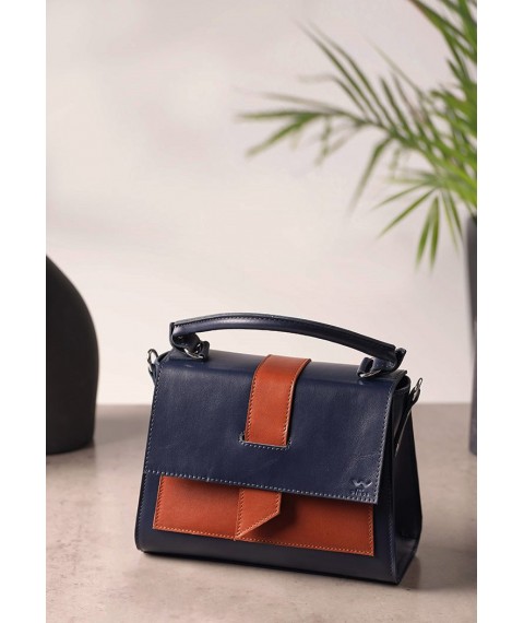 Women's leather bag Ester blue-brown