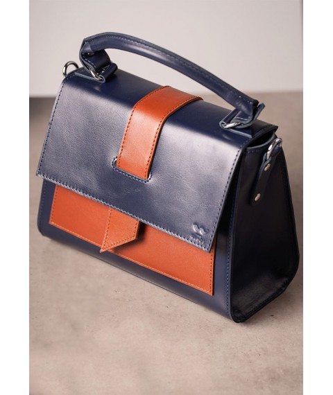 Women's leather bag Ester blue-brown