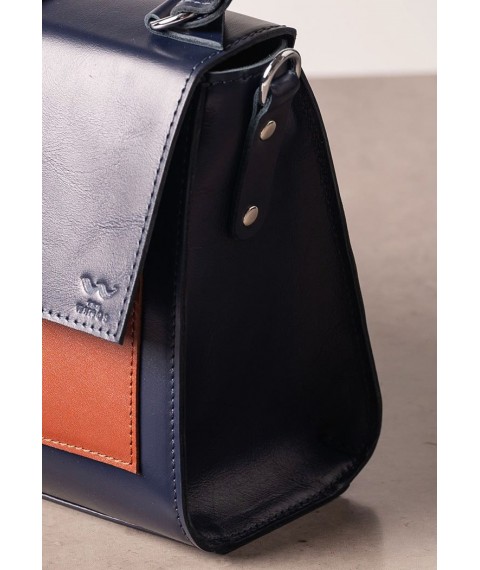 Жіноча шкіряна сумка Ester синьо-коричнева
