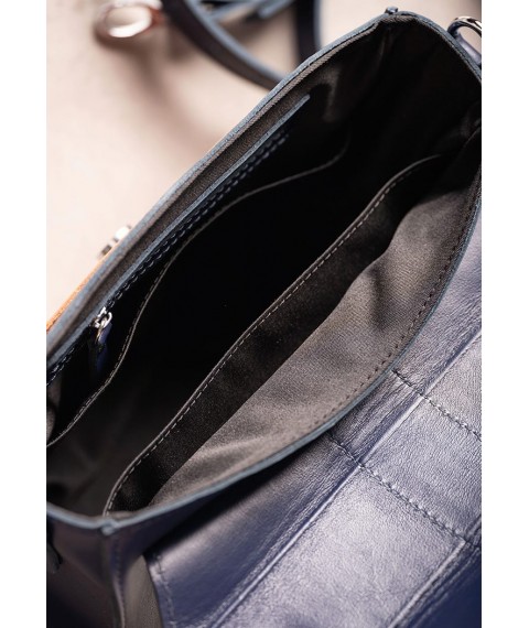 Women's leather bag Ester blue-brown