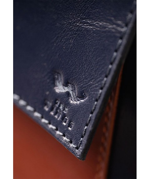 Women's leather bag Ester blue-brown