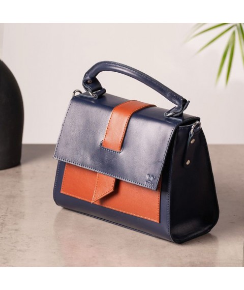 Women's leather bag Ester blue-brown