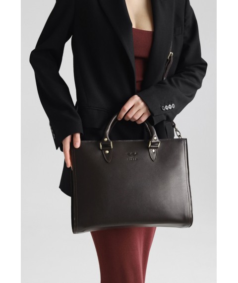 Жіноча шкіряна сумка Fancy A4 коричнева краст