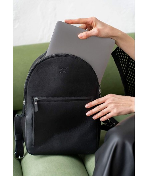 Leather backpack Groove M black