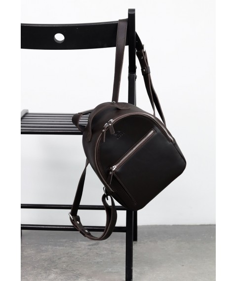 Leather backpack Groove S dark brown