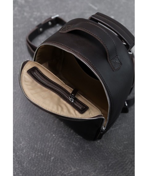 Leather backpack Groove S dark brown
