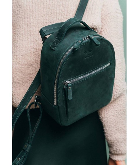 Leather backpack Groove S green vintage