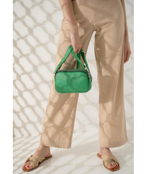 Women's leather belt/crossbody bag Holly green