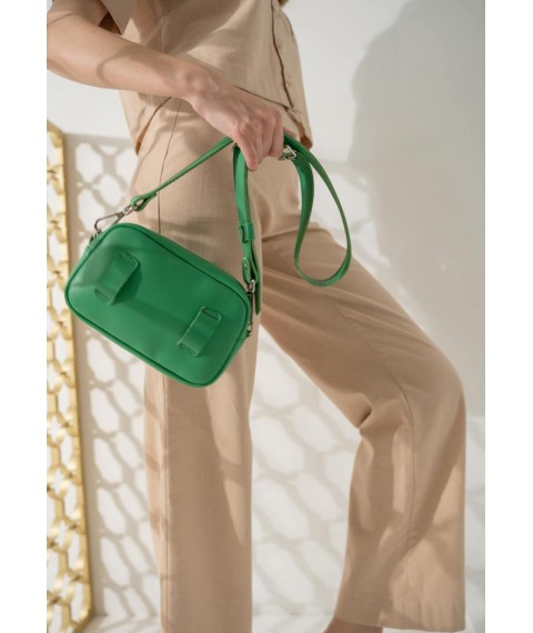 Женская кожаная сумка поясная/кроссбоди Holly зеленая